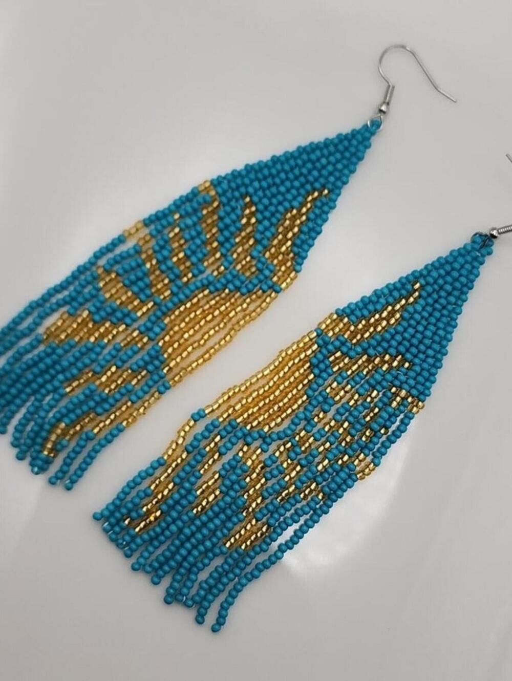 Santorini Sunbeams Boho Sun Beaded Matching Earrings - Picture 4 of 4